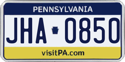 PA license plate JHA0850