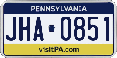 PA license plate JHA0851