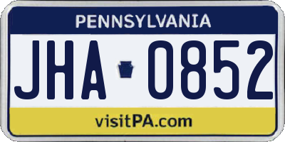 PA license plate JHA0852