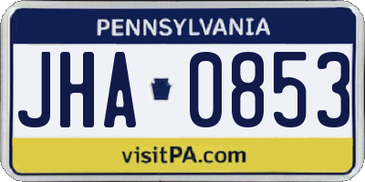 PA license plate JHA0853