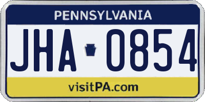 PA license plate JHA0854