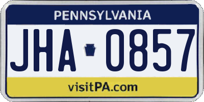 PA license plate JHA0857