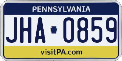 PA license plate JHA0859
