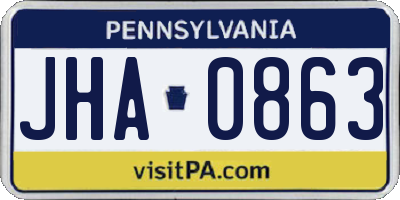 PA license plate JHA0863
