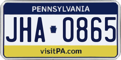 PA license plate JHA0865