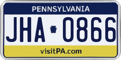 PA license plate JHA0866
