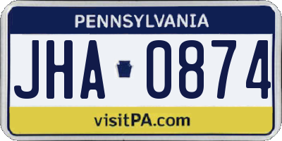 PA license plate JHA0874