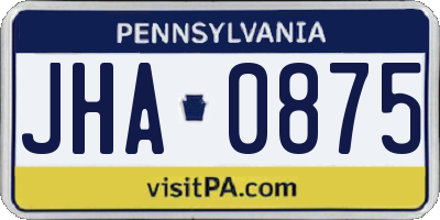 PA license plate JHA0875