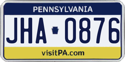 PA license plate JHA0876
