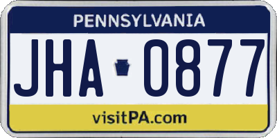 PA license plate JHA0877