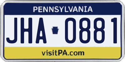 PA license plate JHA0881