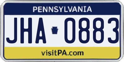 PA license plate JHA0883