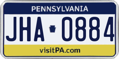 PA license plate JHA0884