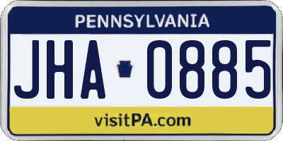 PA license plate JHA0885