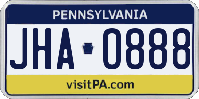 PA license plate JHA0888