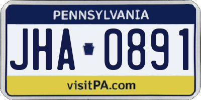 PA license plate JHA0891