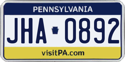 PA license plate JHA0892