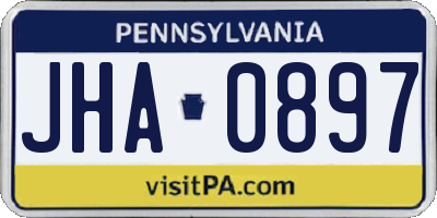 PA license plate JHA0897