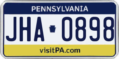 PA license plate JHA0898