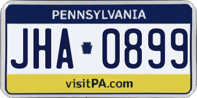 PA license plate JHA0899