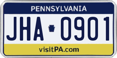 PA license plate JHA0901