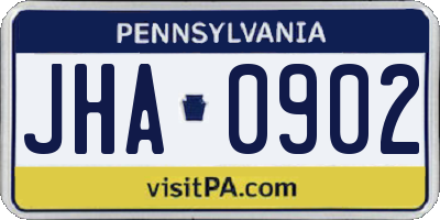PA license plate JHA0902