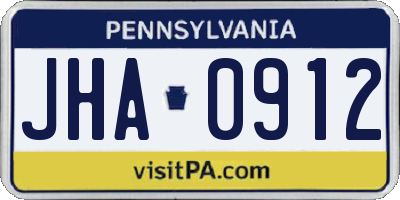 PA license plate JHA0912
