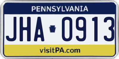PA license plate JHA0913