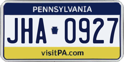 PA license plate JHA0927