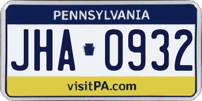 PA license plate JHA0932