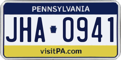 PA license plate JHA0941