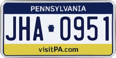 PA license plate JHA0951