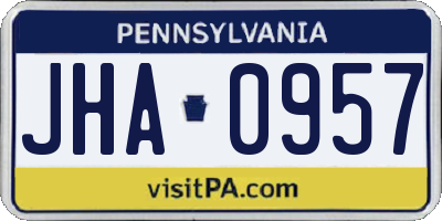 PA license plate JHA0957