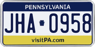 PA license plate JHA0958