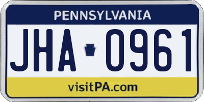 PA license plate JHA0961
