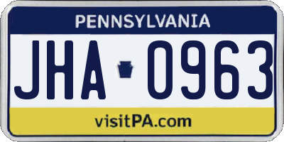 PA license plate JHA0963