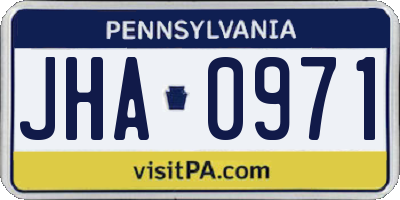 PA license plate JHA0971