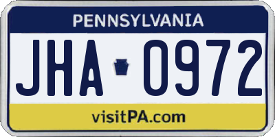 PA license plate JHA0972
