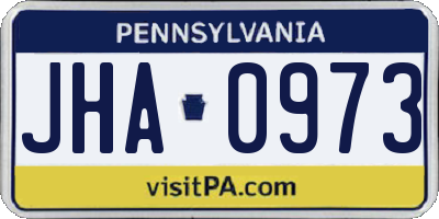 PA license plate JHA0973