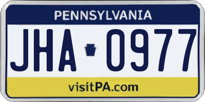 PA license plate JHA0977
