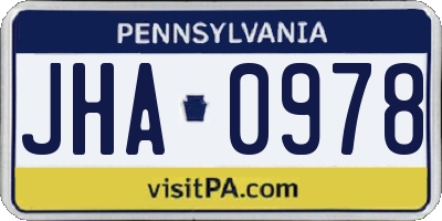 PA license plate JHA0978