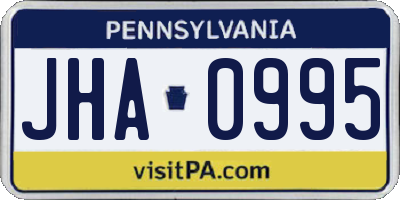 PA license plate JHA0995