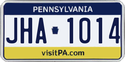PA license plate JHA1014