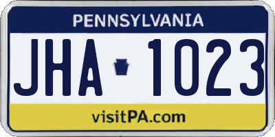 PA license plate JHA1023