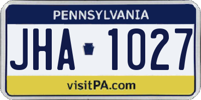 PA license plate JHA1027