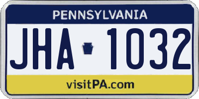 PA license plate JHA1032