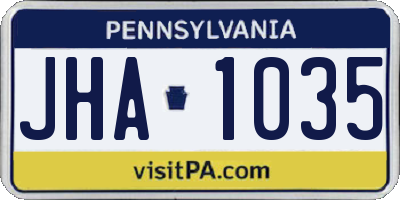 PA license plate JHA1035