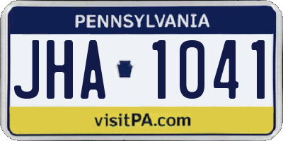 PA license plate JHA1041