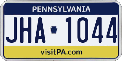 PA license plate JHA1044