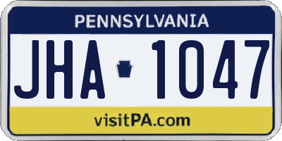 PA license plate JHA1047
